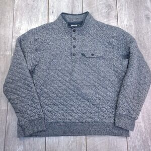 Faherty Mens Epic Quilted Fleece Pullover Size XL Gray Carbon Midweight Sweater